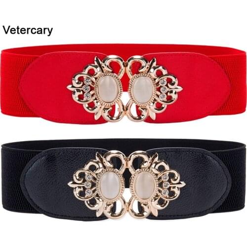 Elastic Belts for Women gold opal buckle cummerbunds Wide Waistband Up Corset Bandage Belt Party Accessories dress coat decorate