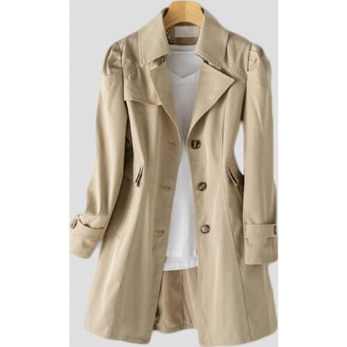 Womens Coat Autumn Trench Coat Single Breasted Loose Overcoat Female Outwear Fashion Windbreaker