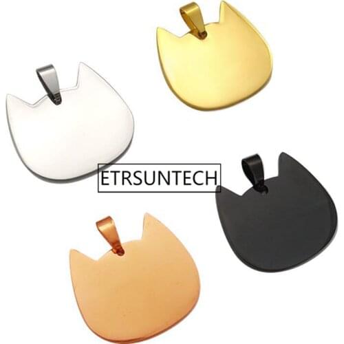100pcs Cat ID Tags Pet Necklace Charm Pendant ID Name Tags Stainless Steel Dog Cat Collar Accessories Engraving