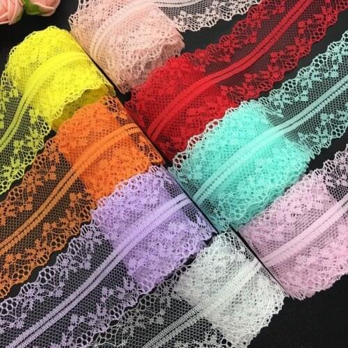 12yds 45mm Wide Bilateral Handicrafts Embroidered Net Lace Trim Ribbon Wedding/Birthday/Christmas/Bow Decorations