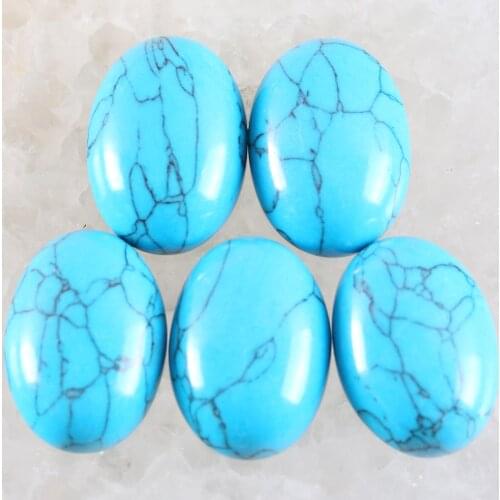 18x25MM Oval Natural Stone Bead Blue Howlite CAB Cabochon For Jewelry Making DIY Bracelet Necklace 5Pcs/Lot K563