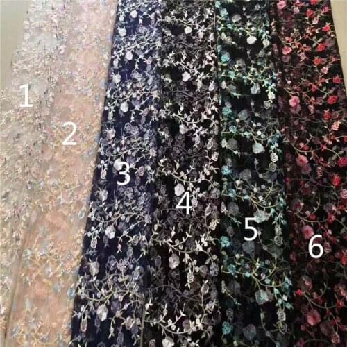 2019 Mesh Multi-Color Flower Embroidered Fabric Fashion Fresh Girls' Shirt Dress Embroidery Fabrics