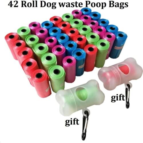 42Rolls=630pcs Dog Poop Bags With Bone Dispenser Doggie Waste Bags Pooper Scoopers Bags Pet Poo Bulk Garbage Bag Dispenser
