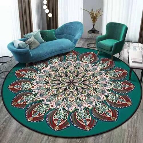 Large Retro Geometric Round Carpet Home Living Room Decoration Rugs Enthnic Bohemian Mandala Anti Slip Floor Mat Home Decor