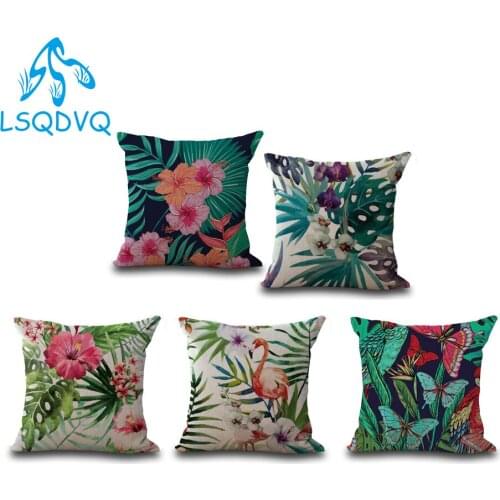 Decorative Throw Pillow Case Tropical Plants Flower Leaf Animals Flamingo Butterfly Sofa Cushion Cover For Home Car Chair Shop