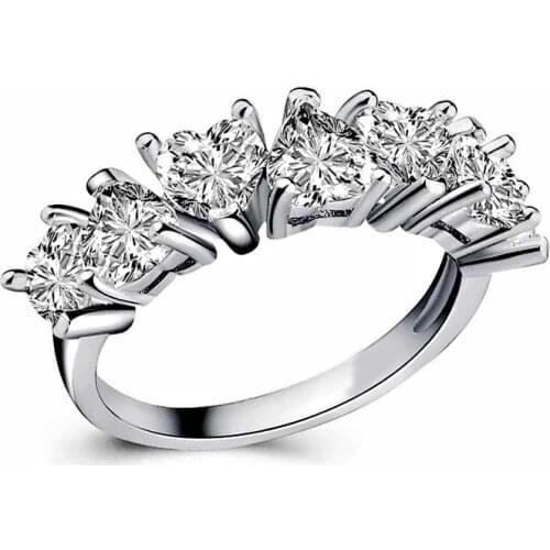 Japan and South Korea Edition Six Heart Engagement Ring Elegant Simple Women Fashion Valentines Day Gift