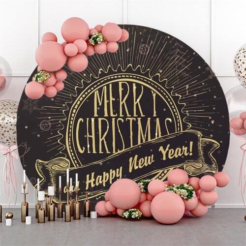 Round Shape Merry Christmas Happy New Year Backgrounds For Photography Kids Party Cartoon Child Photozone Poster Photo Backdrops