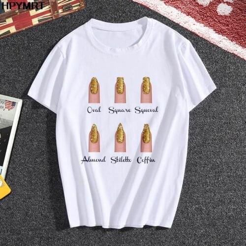 T Shirt Women Nail art Short Sleeve Print Clothes Ladies T-Shirt Graphic Tops Clothes Female T-shirts Harajuku fashion tees tops