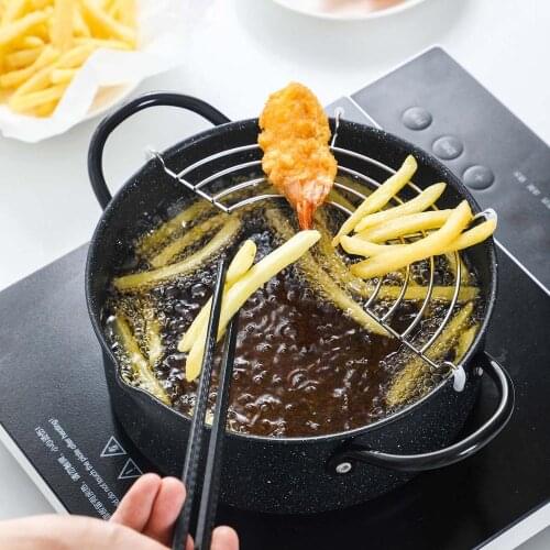 Japanese Style Deep Frying Pot With Oil Filter Holder Household Fried Chicken Pot Kitchen Utensil Cooking Tools
