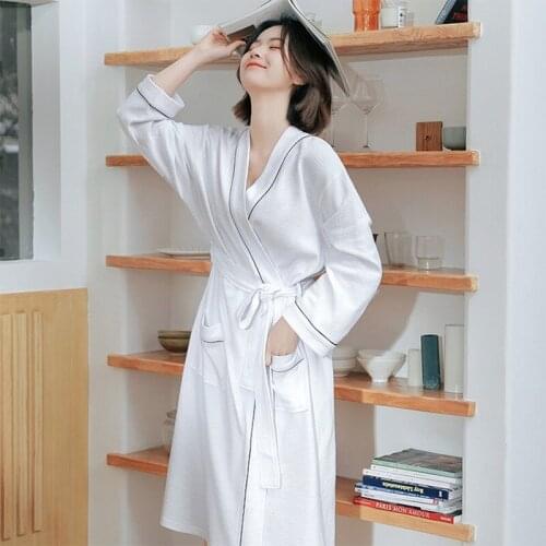 Summer Women Cotton Bathrobe Beauty Salon Sexy Sleepwear Thin Casual Breathable Gown Bridesmaid Robes for Bride Wedding Pajamas