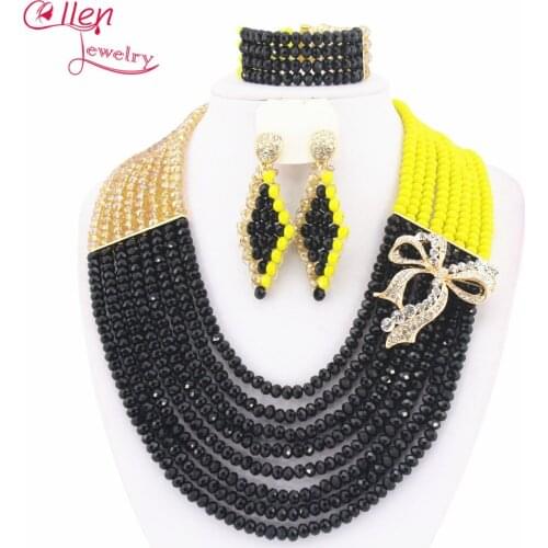 African style Statement necklace jewelry set African Beads Jewelry Set nigerian wedding bridal Crystal Beads Necklace Set W6472
