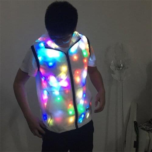 DC68 Ballroom dance led light costumes colorful luminous jacket stage show men suit dj party bar club performance wears clothing