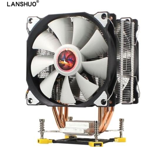 LANSHUO Cooler Cpu Intel LGA1155 RGB 120mm 4 Heatpipe Cpu Fan Radiator Cooling For LGA 775 1151 1156 1356