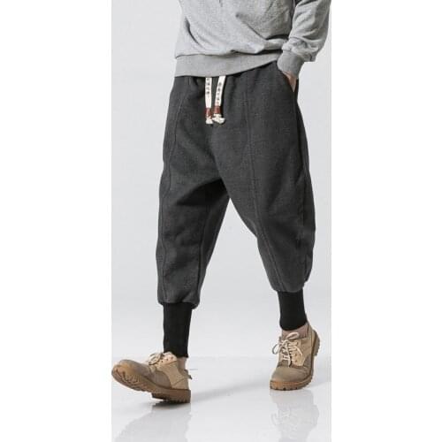 Men Autumn Winter Woolen Loose Thick Warm Casual Pant Male Streetwear Hip Hop Harem Trousers Joggers Sweatpants