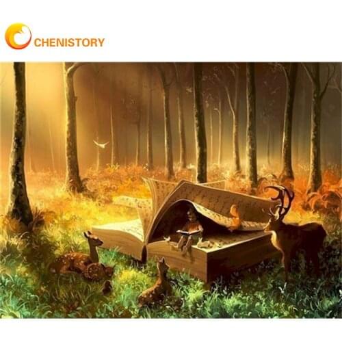 CHENISTORY DIY Fairy Tale World Paint By Numbers Complete Kid Kit Acrylic Paints Coloring Decor Wall Art Picture For Handicraft