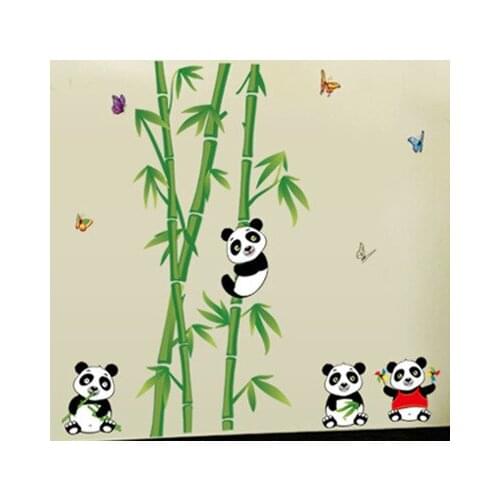 Wall Carton Cute Pander Diy Sticker Fly In The Bamboo Forest Kids Rooms Nursery Home Decals Wall Art Murals Wallpaper