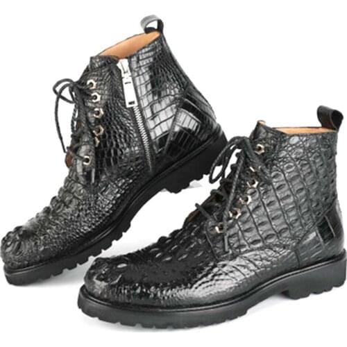 Dae 2021 spring new Siam crocodile leather shoes mens leisure business men high-top shoes short boots men boots