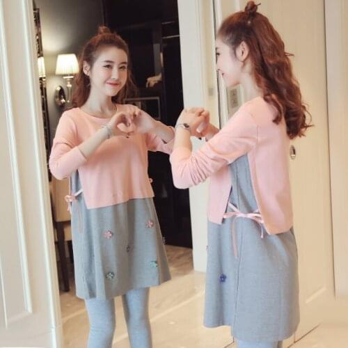 [film] autumn outfit new maternity or lend long sleeve nail color flower long in pregnant women dress