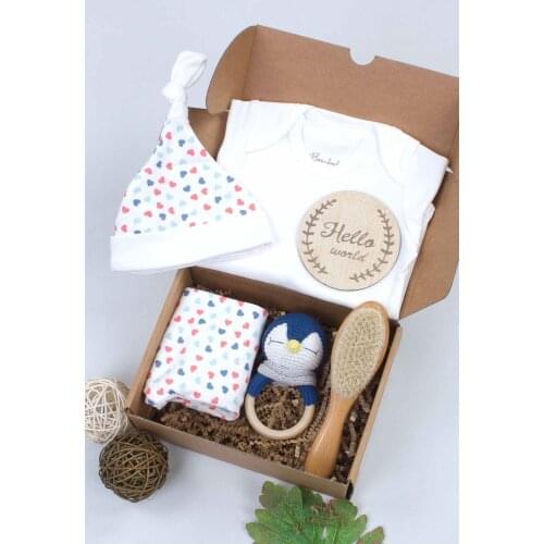 Baby Gift Newborn Mom Pregnancy Gift Amigurumi Penguin Organic Handmade Rattle Clothes Toy Gifts Girl Boy Babies Patterns