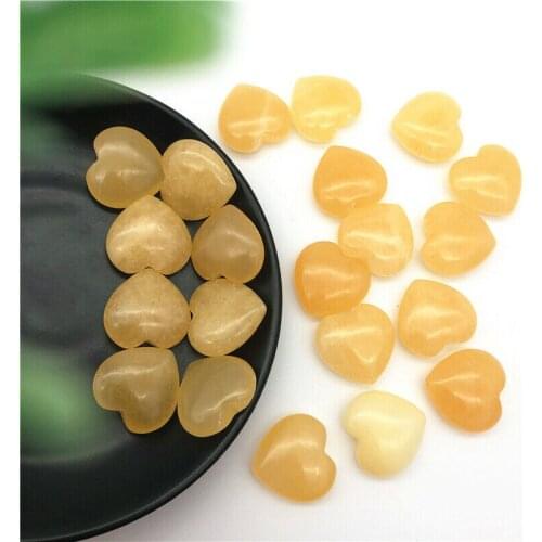 Drop Shipping 1PC Natural Yellow Topaz Jade Polished Heart Shaped Crystal Stone Healing Decor Gift Natural Stones and Crystals