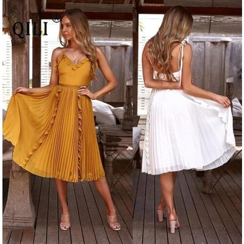 Белые летние платья Qili China At AliExpress