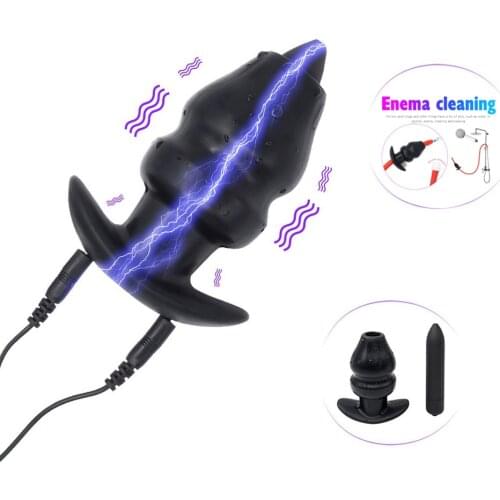 Electric Shock Butt Plug silicone Enemator Vibrator Anal Dilatador Electro Sex Buttplug Massager Electro Stimulation Sex Toys