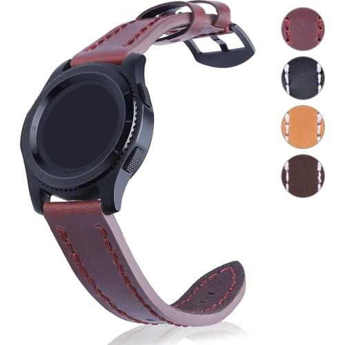 Retro Vintage Genuine Leather 22mm Watch Bands Genuine Leather Strap For Samsung Gear S3 Frontier Classic Smart Watch Wristband