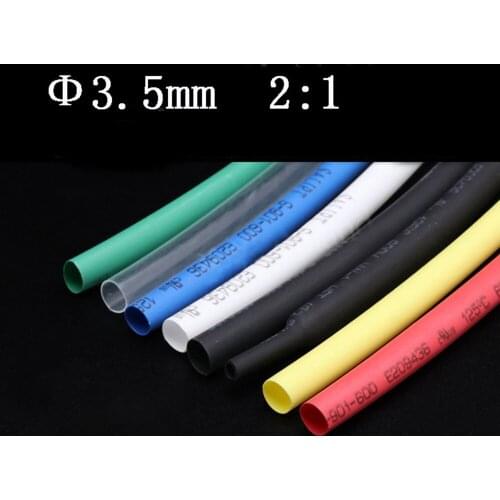 Φ3.5mm 2:1 Heat Shrink Tube Shrinkable Heatshrink Tubing Electrical Wire Sleeves White/Red/Green/Blue/Transparent/Yellow/Black
