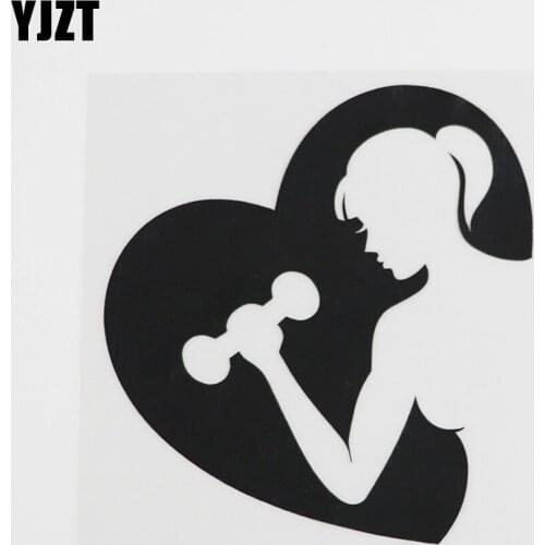 YJZT 11.6CMX12.5CM Gym Fitness Club Sport Beauty Girl Vinyl Car Sticker Black/Silver 8A-0400
