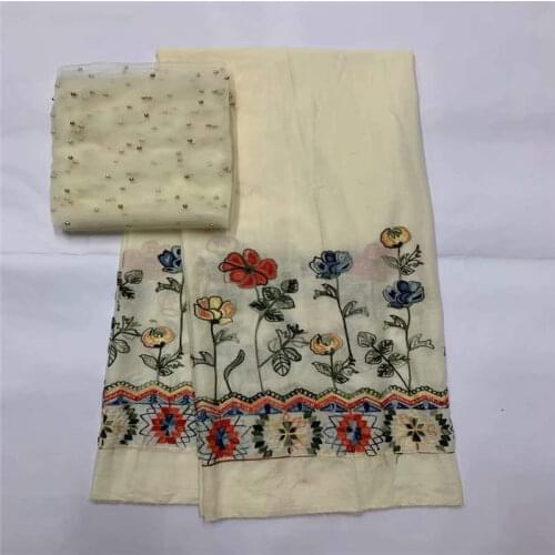 High Quality 100% Cotton African Lace Fabric Embroidery Print 5+2 Yards Tulle Lace For African Women Dress Fabric! LXF6272