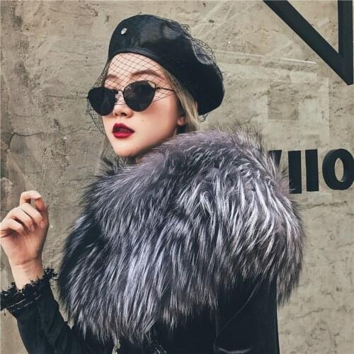 Natural Real Fox Raccoon Fur Cape shawl high elastic versatile shoulder cover Scarf for women to keep warm in autumn and winter