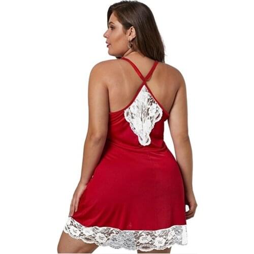 For Women Underwear Lingerie Sling Lace V-Neck Sexy Nightdress Plus Size Lace Nightgowns Ladies Sleep Dress Nighties 2020