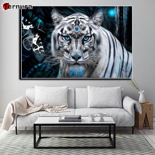 Animal 5D Crystal Round Diamond Painting White Tiger Butterfly DIY Diamond Embroidery Starry sky Home Decor Diamond Mosaic Gift