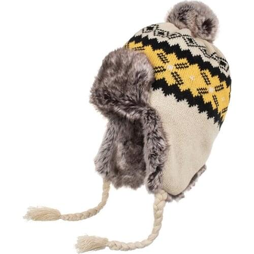 Winter Warm Women Men Bomber Hats Velvet Thick Knitting Eargflap Faux Fur Unisex Caps Outdoor Ski Hat For Snow Day