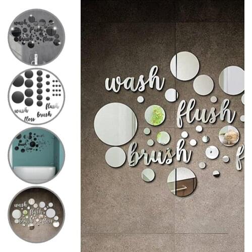 Exquisite 1 Set Beautiful 3D Round Mirrors Wall Art Decal 3D Wall Decals No Residue for Smooth Background