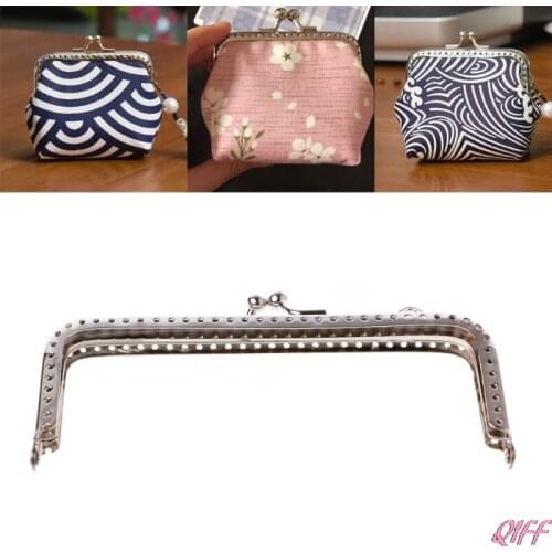 1pc Sew Holes Purse Handbag Handle Metal Coins Bag Kiss Clasp Frame 12cm