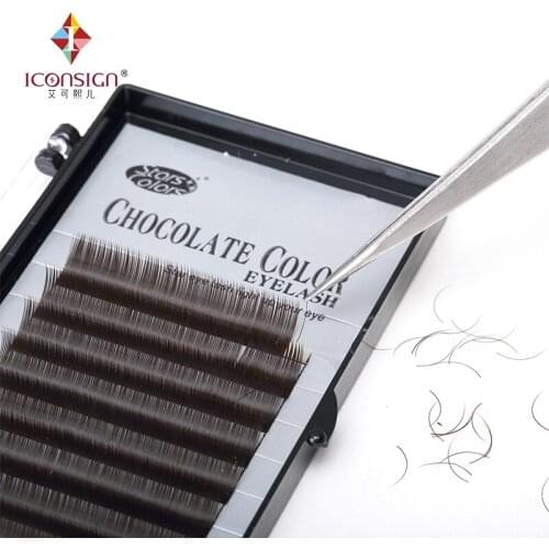10 boxes/lot thick eyelash color Chocolate eye lash Extensions false eyelash single lashes beauty makeup