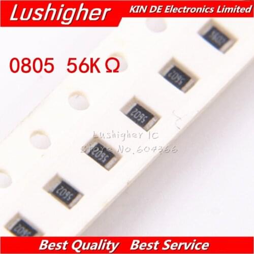 100PCS 0805 SMD Resistor 5% 56K Ohm 5602 563 56Kohm