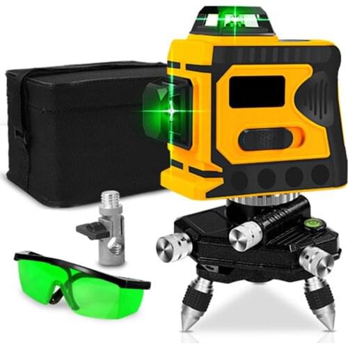 12 Green Lines Laser Level with Target Plate 3D 360 Self Leveling Horizontal Vertical for Home Improvement Measuring Layout Work