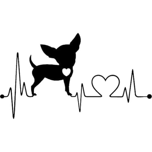 15.2*8.6CM Chihuahua Heartbeat Dog Car Styling Cute Funny Animal Decorative Stickers Black/Silver C6-1155