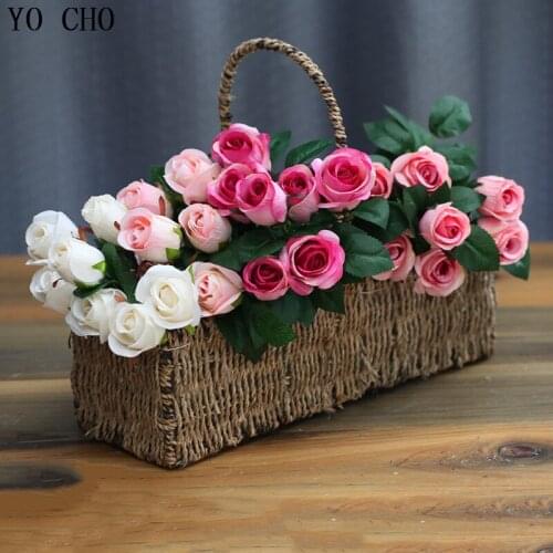 2 Bouquet Silk Rose Artificial Flowers Plants Fake Leaves Wedding Home Decoration Party Shop Window Room Table Decor Fake Flower