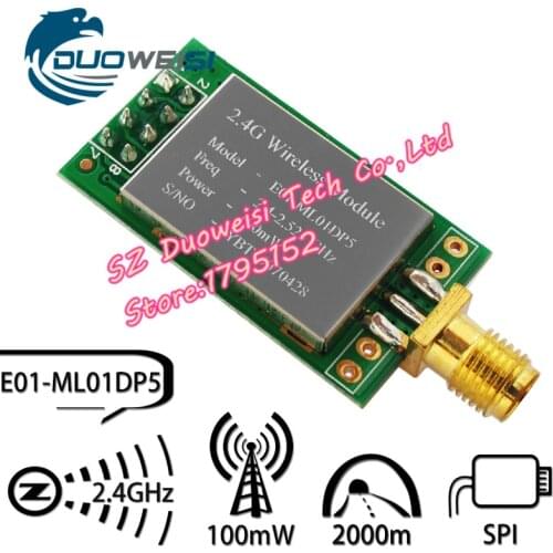 2piece Long Range E01-ML01DP5 Ebyte 20dBm 2100m SPI NRF24L01+PA+LNA 2.4GHz RF Wireless Transceiver Module Antenna with Shield