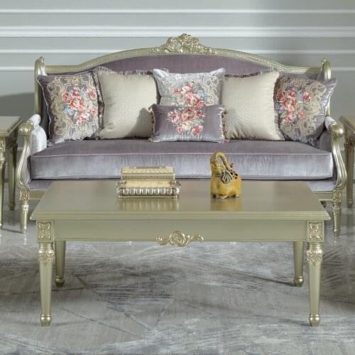 2020 hot Luxury Living Room Furniture Solid Wood Sofa Set Fabric Sofa