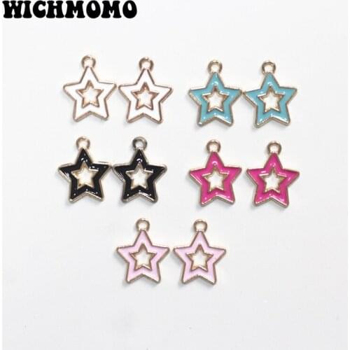 2021 New Fashion 10pcs/bag Zinc Alloy Drop Oil Five Colors Hollow Stars Charms Pendants for DIY Earring Jewelry Accessories
