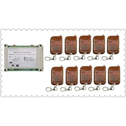 220V 380V 4CH 30A RF Wireless Remote Control Switch Receiver +10pcs Transmitter Learning Code Momentary Toggle Latched Adjusted