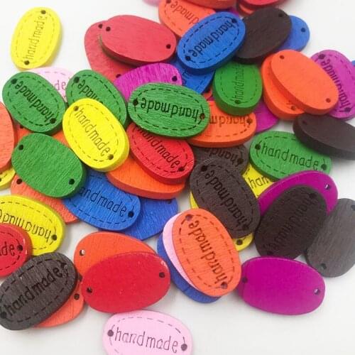 25/50/100pcs Mix Color 2 Holes Oval Shaped Wooden Button Label For Clothes DIY Decoration Sewing Accessories WB760