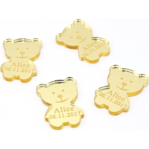50 * Personalized Cute Silver Bear Baby Shower Table Decoration Princess Birthday Party Favors Table Centerpiece Confetti Decor