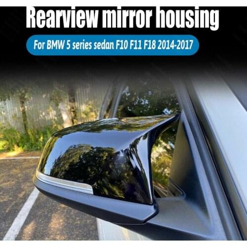Side Bright 2pcs for BMW 5 Series Sedan F10 F11 F18 2014-2017 Replacement Rearview Mirror Cover Caps M Style Glossy Black