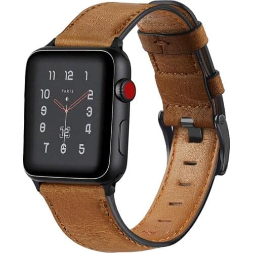 Genuine Leather Band Bracelet for Apple Watch Series 1/2/3/4/5 Cowhide Watchband Replacement Strap Men for iWatch 38/42/40/44mm