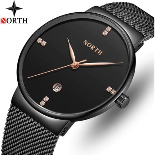 NORTH Men Watches Brand Luxury Men Fashion Qaurtz Steel Mesh Waterproof Watches Simple Casual Sport Men Watch Relogio Masculino